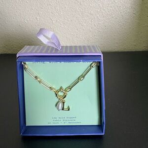 a new day Gold Necklace with Initial and Pearl Charm